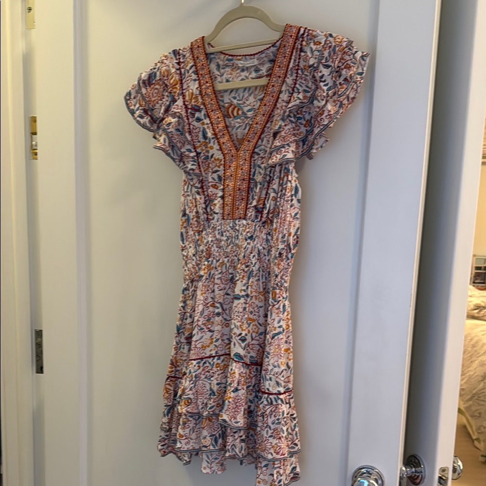 Floral Bohemian Dress with Ruffle Sleeves